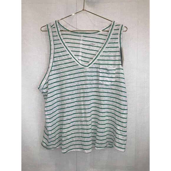 Universal Thread™  Women's Linen Green Stiped Tank top size XXL - Picture 3 of 5